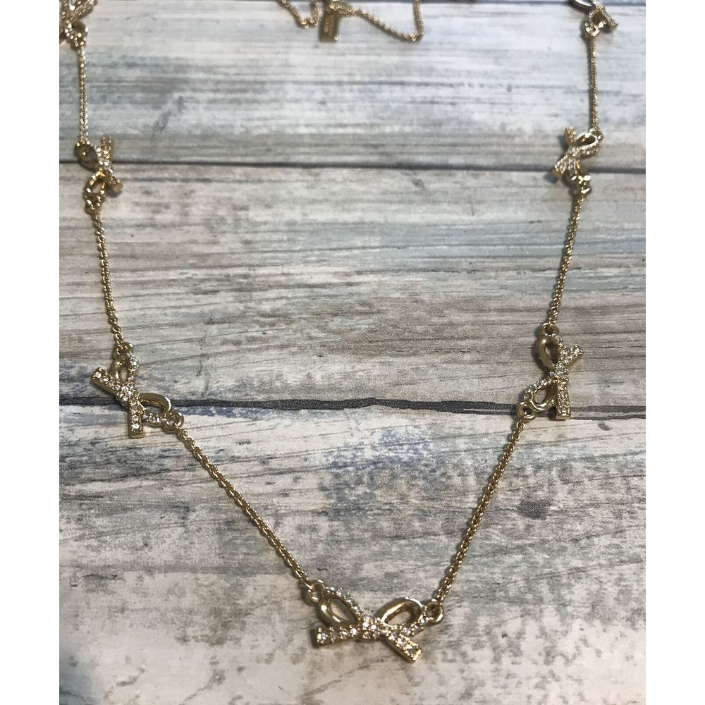 Kate Spade Skinny Mini Bows Necklace 32" Gold Tone NWOT Stations‎